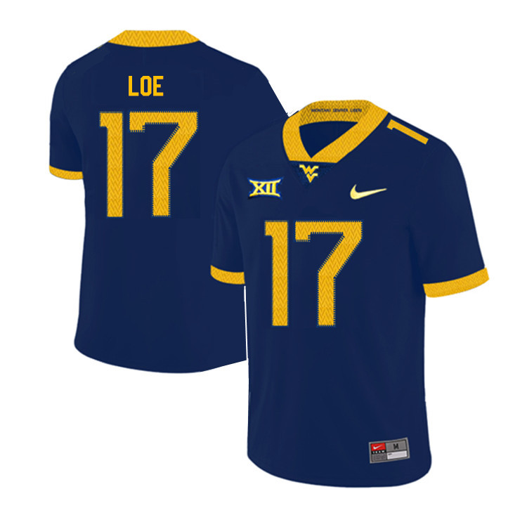 NCAA Men's Exree Loe West Virginia Mountaineers Navy #17 Nike Stitched Football College 2019 Authentic Jersey EJ23H14JZ